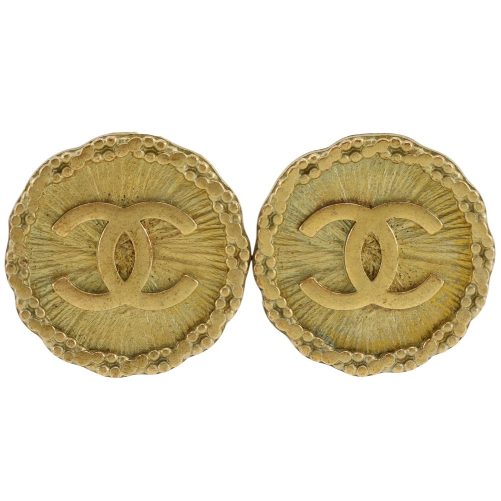 Chanel Coco Mark Earrings, Gold Plated, 1995, 95P, Approx. 14.4g, Women's.
